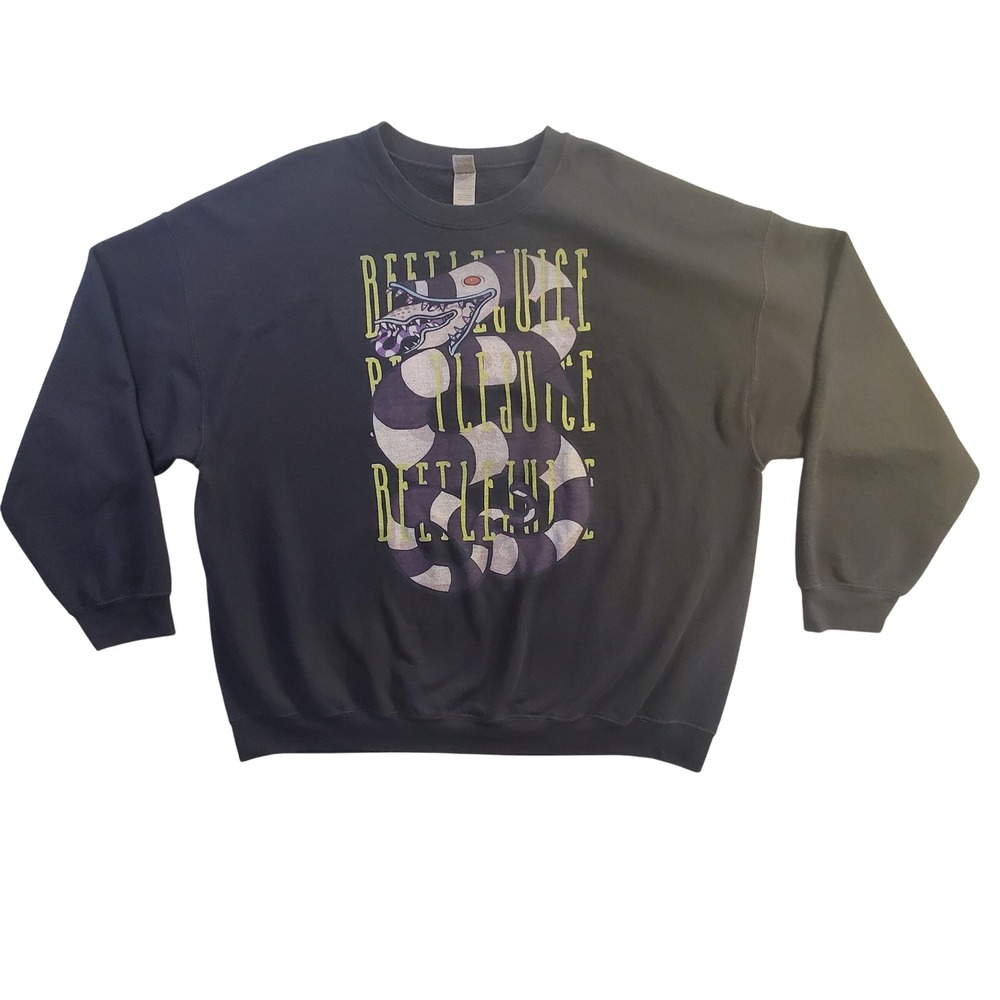 Beetlejuice Sandworm Graphic Sweatshirt Black 2XL Gildan Heavy Blend Pullover